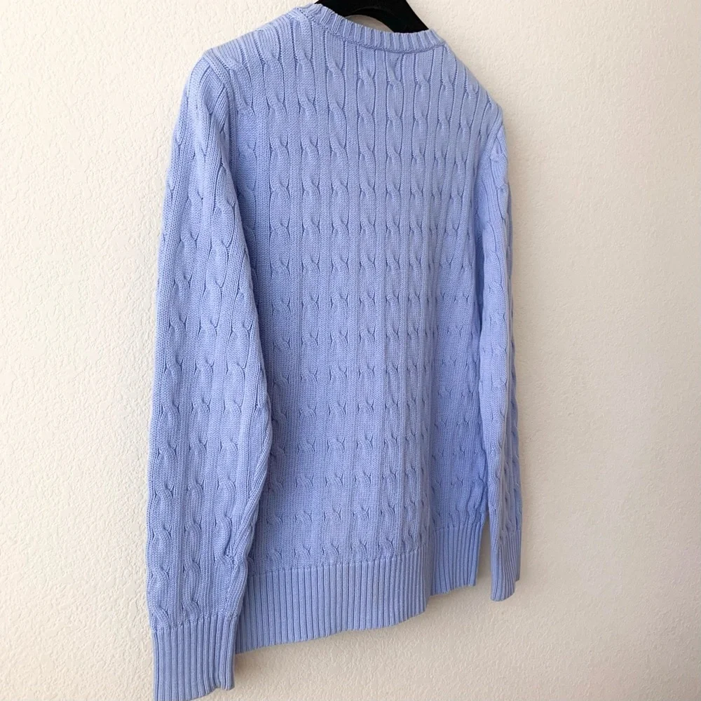 Ralph Lauren periwinkle cable knit cotton pullover sweater